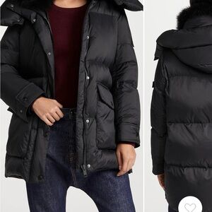 Stay warm and stylish in this Yves Salomon Army Down Coat. Size 34